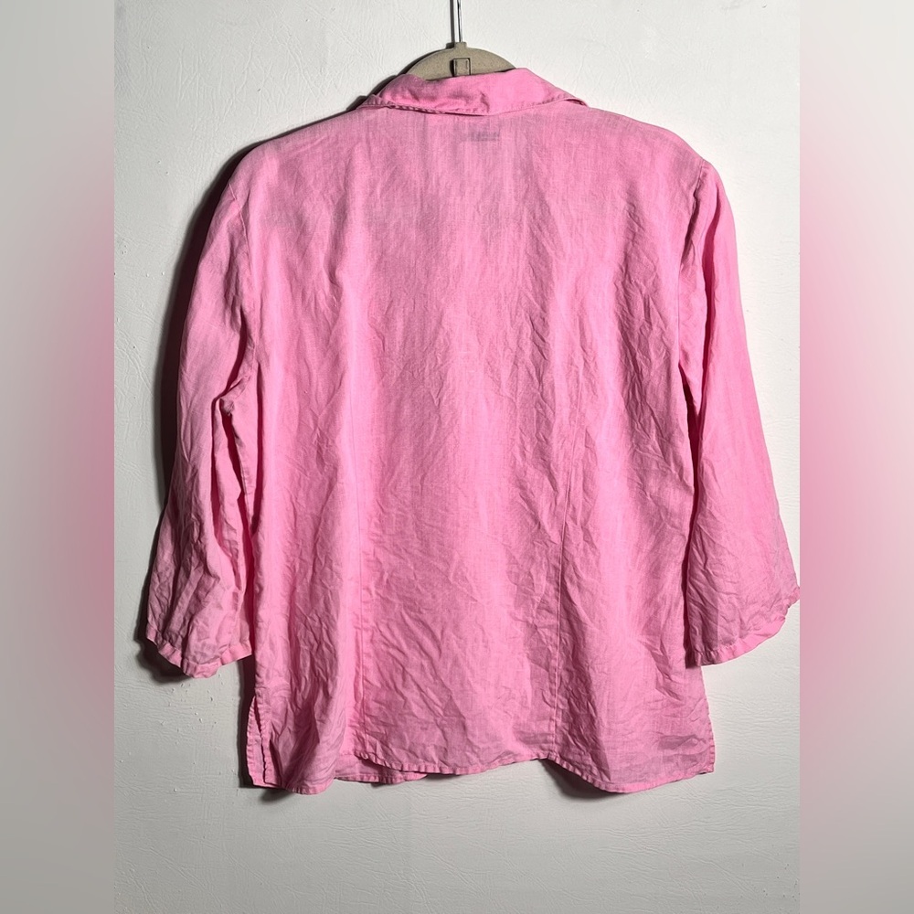 Edward Irish Linen Pink Embroidered Women's Top XL - Picture 4 of 8
